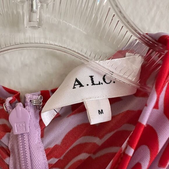 A.L.C. Red Lilac Ansel Long Sleeve Funnel Rushed Midi Bodycon Dress Sz M $551 - Picture 13 of 16